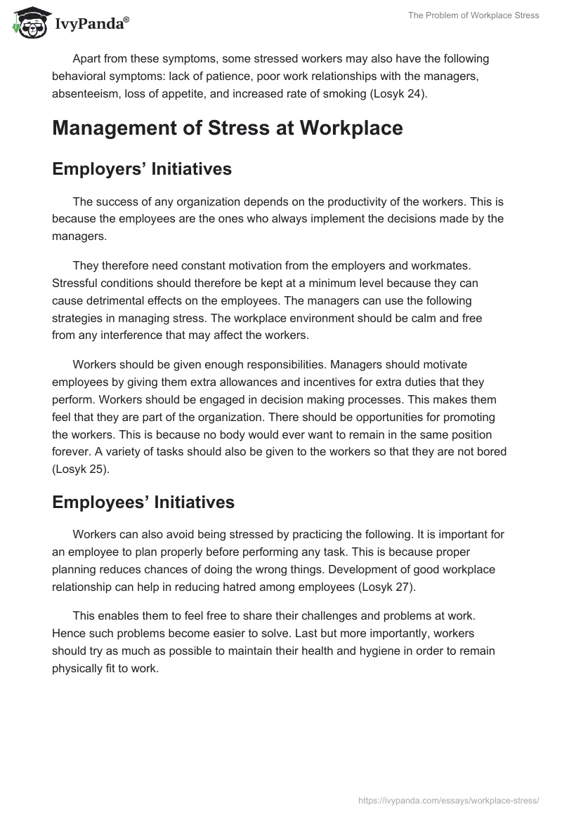 The Problem of Workplace Stress. Page 2