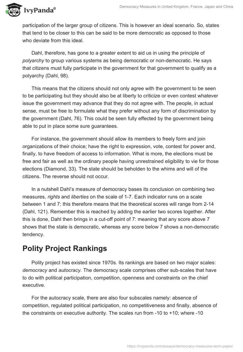 Democracy Measures in United Kingdom, France, Japan and China. Page 2