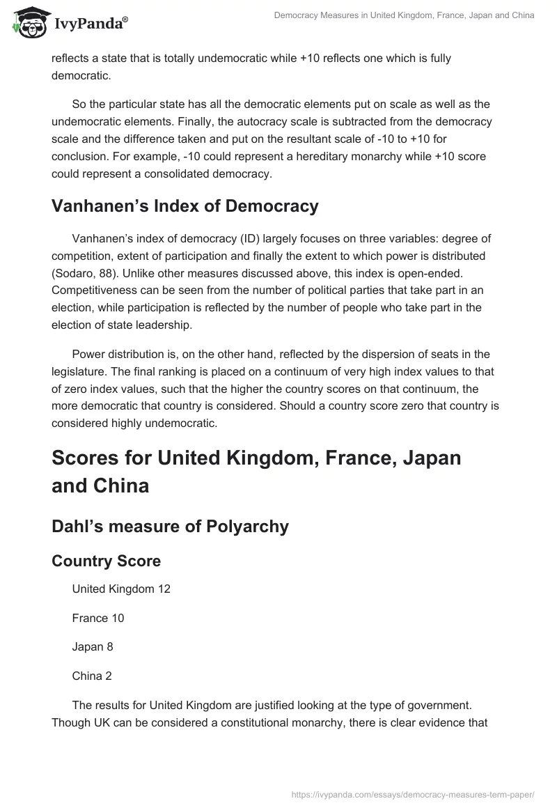 Democracy Measures in United Kingdom, France, Japan and China. Page 3