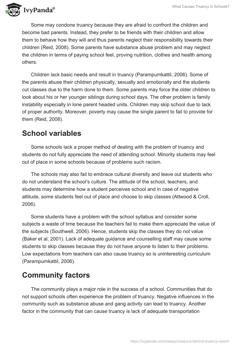 What Causes Truancy in Schools?. Page 3
