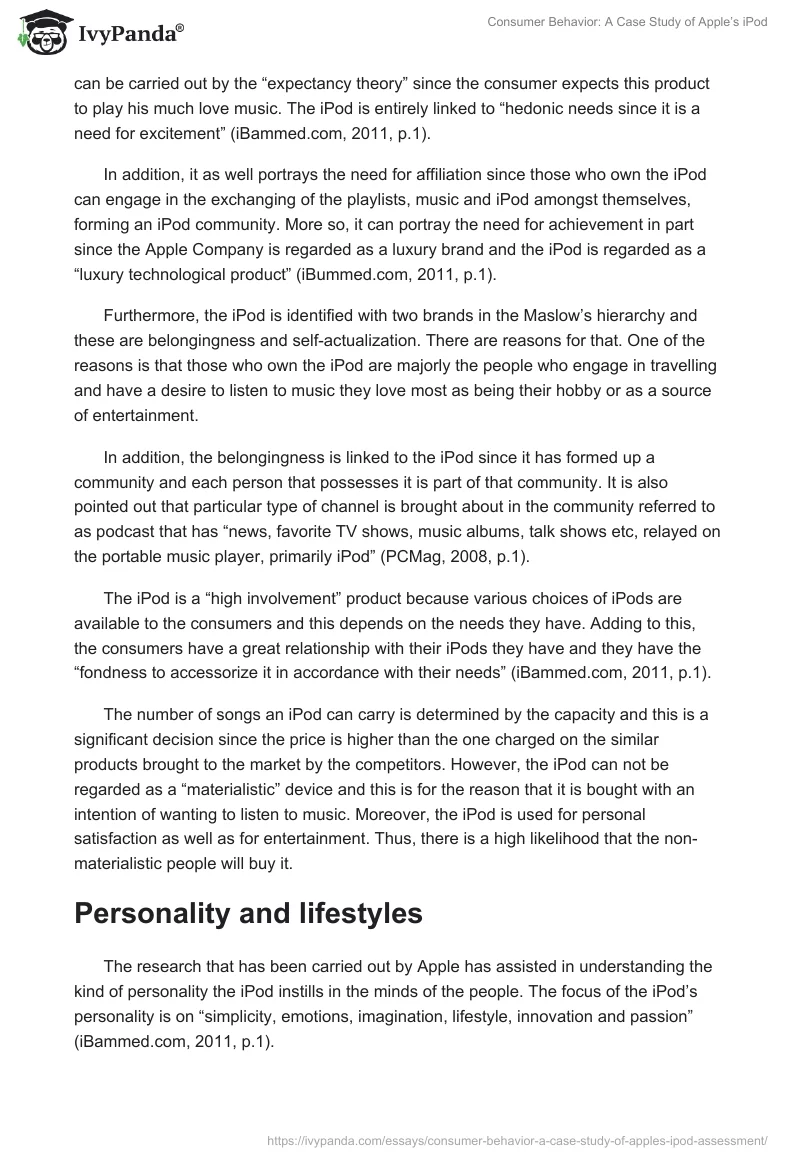 Consumer Behavior: A Case Study of Apple’s iPod. Page 5