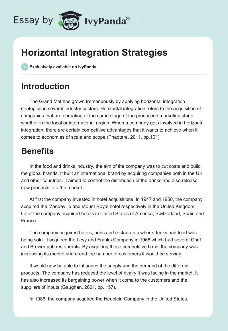 Horizontal Integration Strategies. Page 1