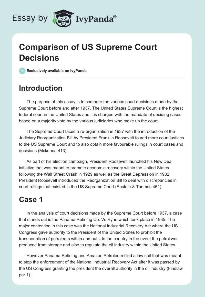 Comparison of US Supreme Court Decisions. Page 1
