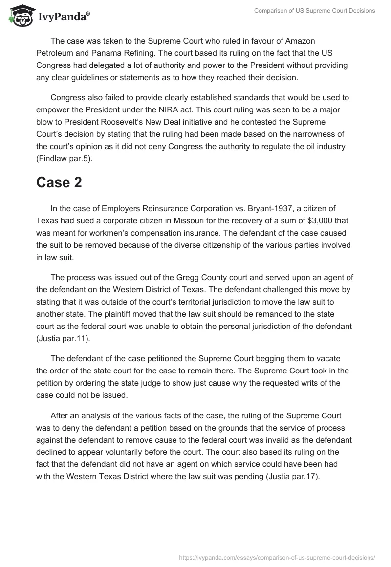 Comparison of US Supreme Court Decisions. Page 2