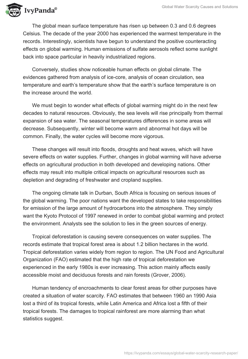 Global Water Scarcity Causes and Solutions. Page 2