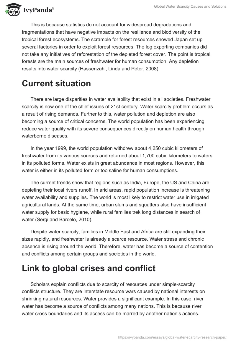 Global Water Scarcity Causes and Solutions. Page 3