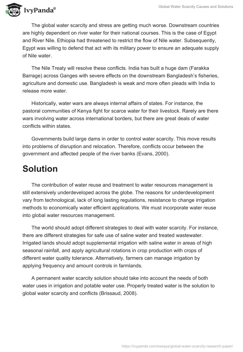 Global Water Scarcity Causes and Solutions. Page 4