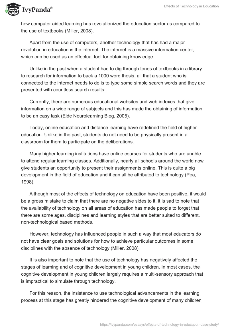 Effects of Technology in Education. Page 2