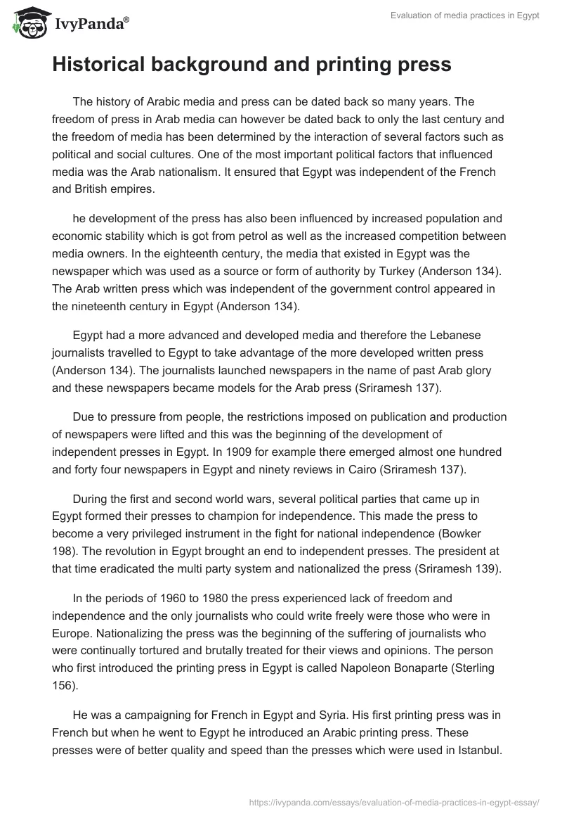 Evaluation of media practices in Egypt. Page 2