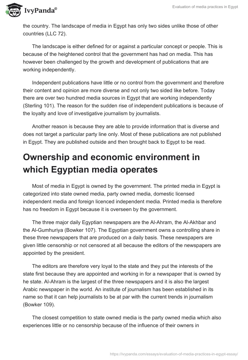 Evaluation of media practices in Egypt. Page 4
