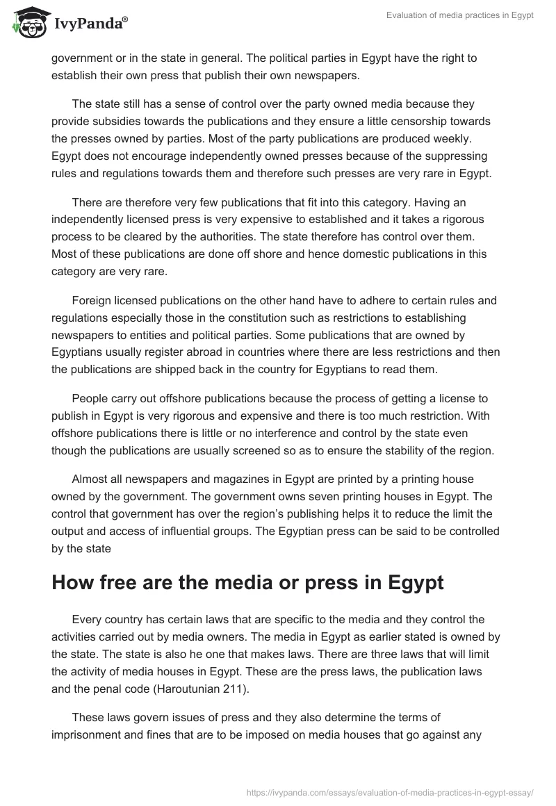 Evaluation of media practices in Egypt. Page 5