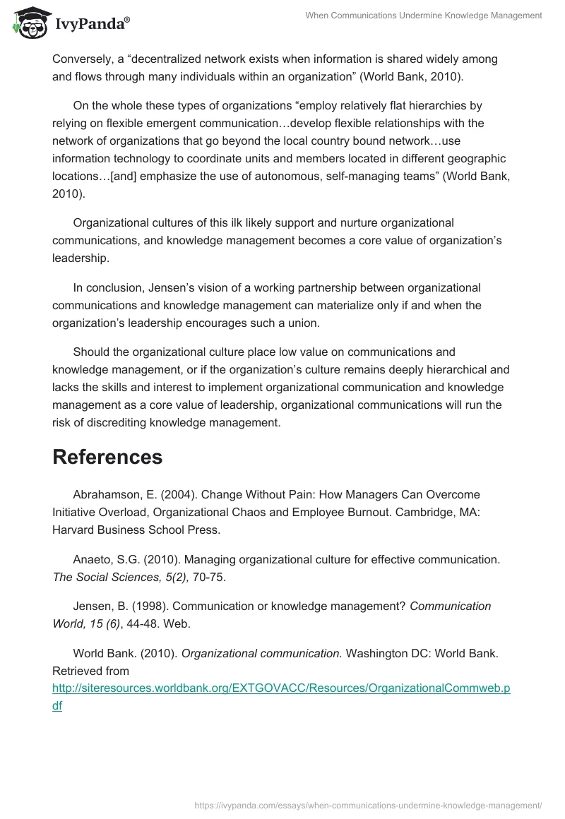 When Communications Undermine Knowledge Management. Page 5