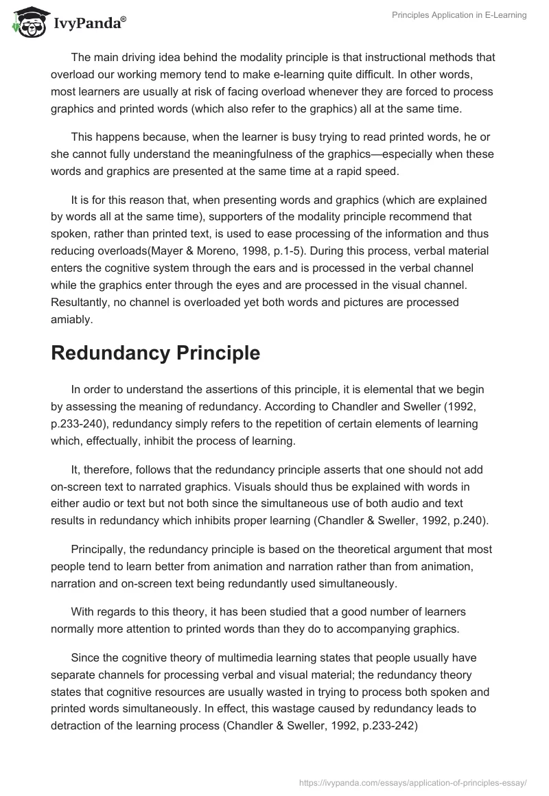 Principles Application in E-Learning. Page 2