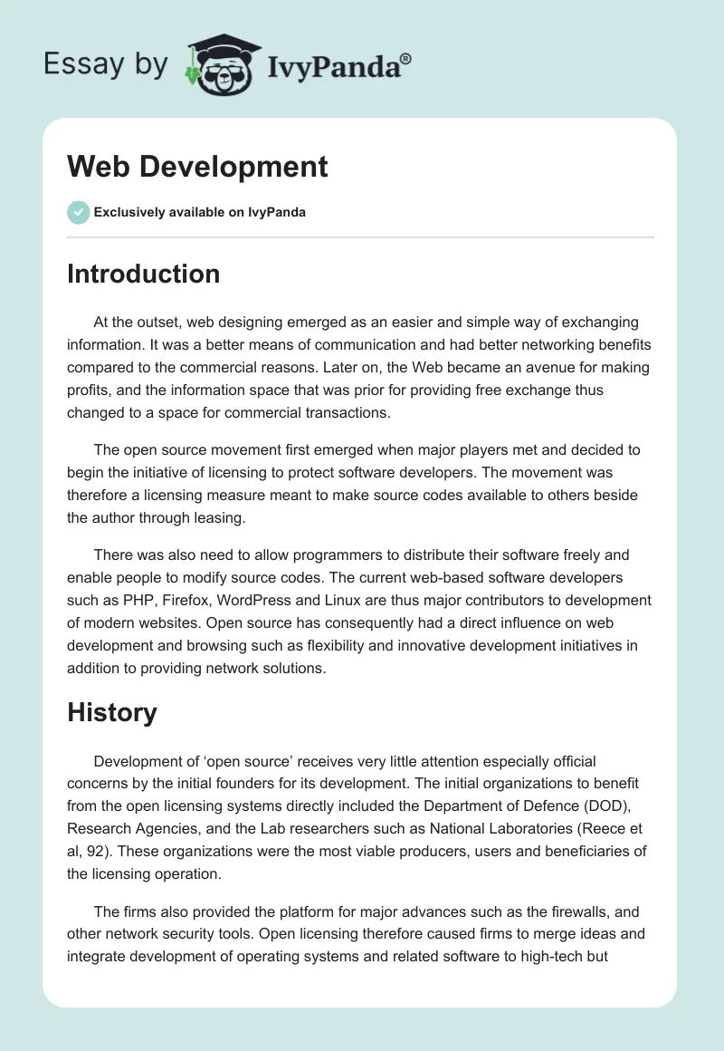 Web Development. Page 1