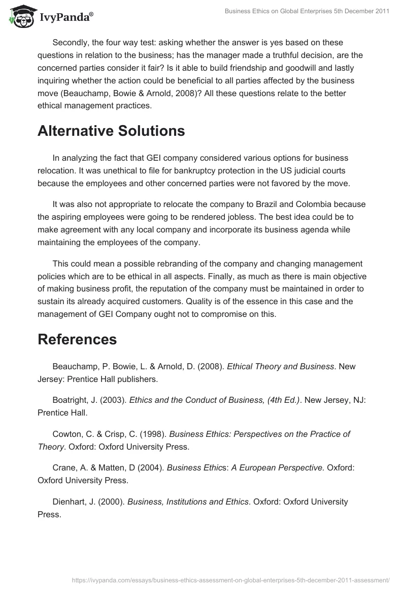 Business Ethics on Global Enterprises 5th December 2011. Page 5