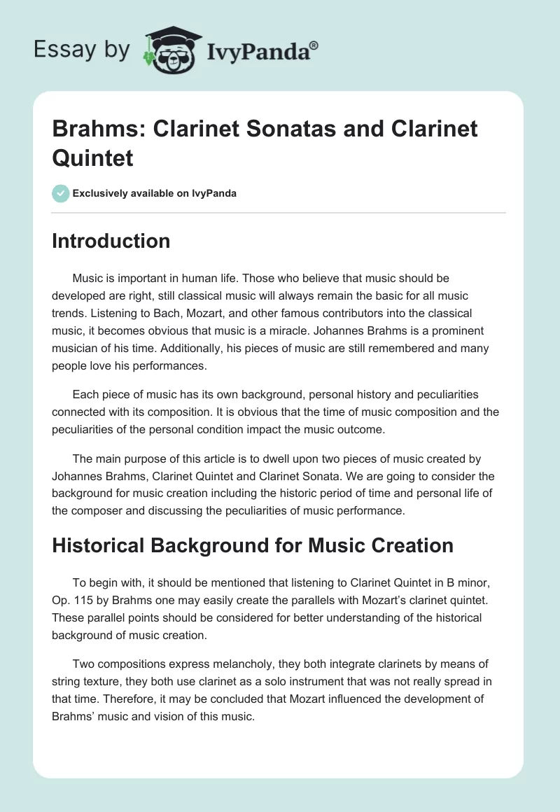 Brahms: Clarinet Sonatas and Clarinet Quintet. Page 1