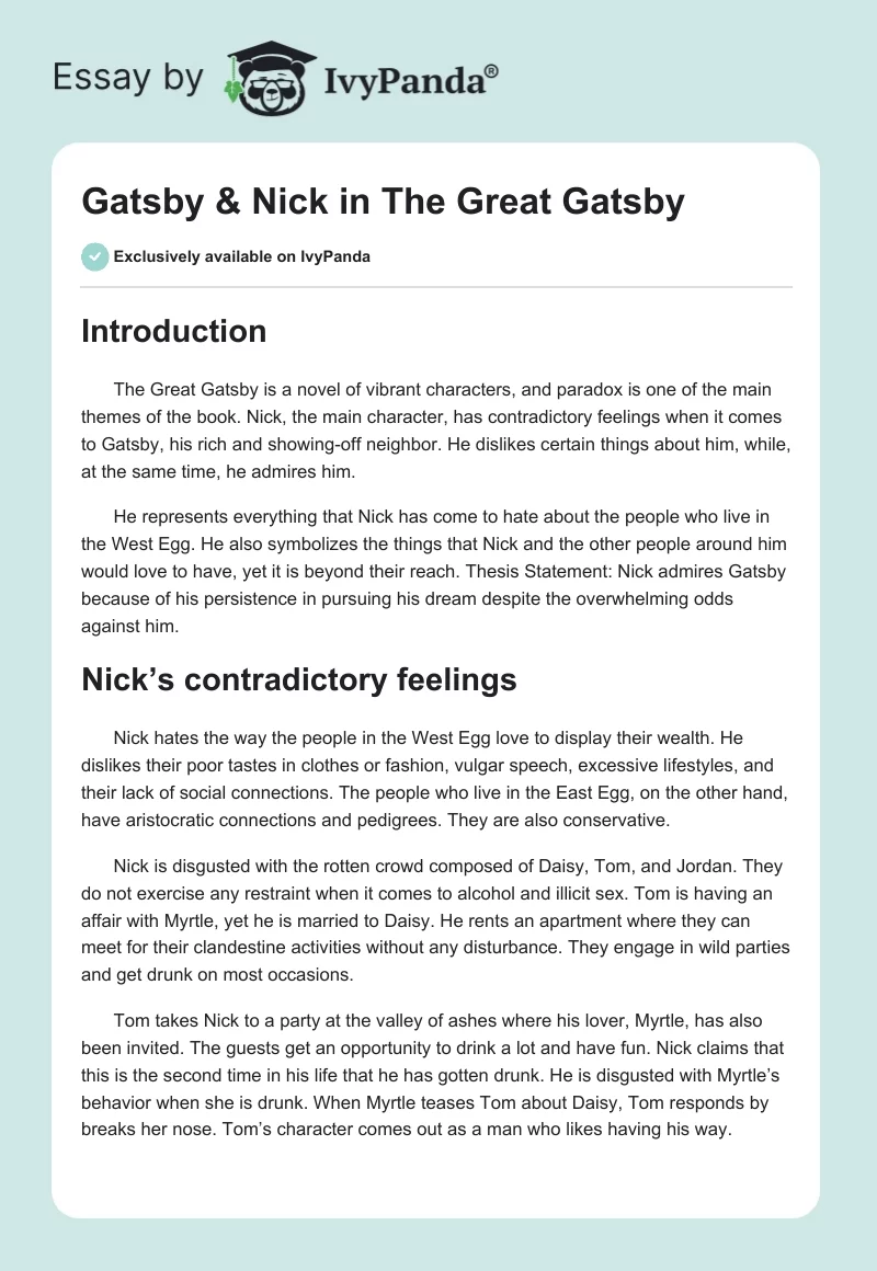 Gatsby & Nick in The Great Gatsby. Page 1