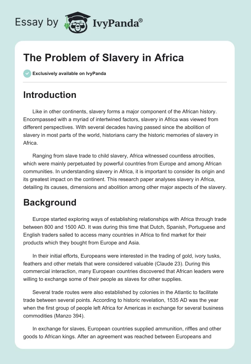 The Problem of Slavery in Africa. Page 1