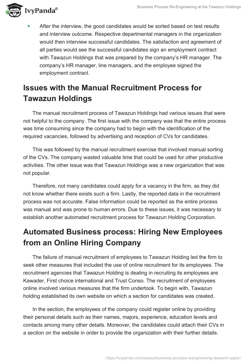 Business Process Re-Engineering at the Tawazun Holdings. Page 4
