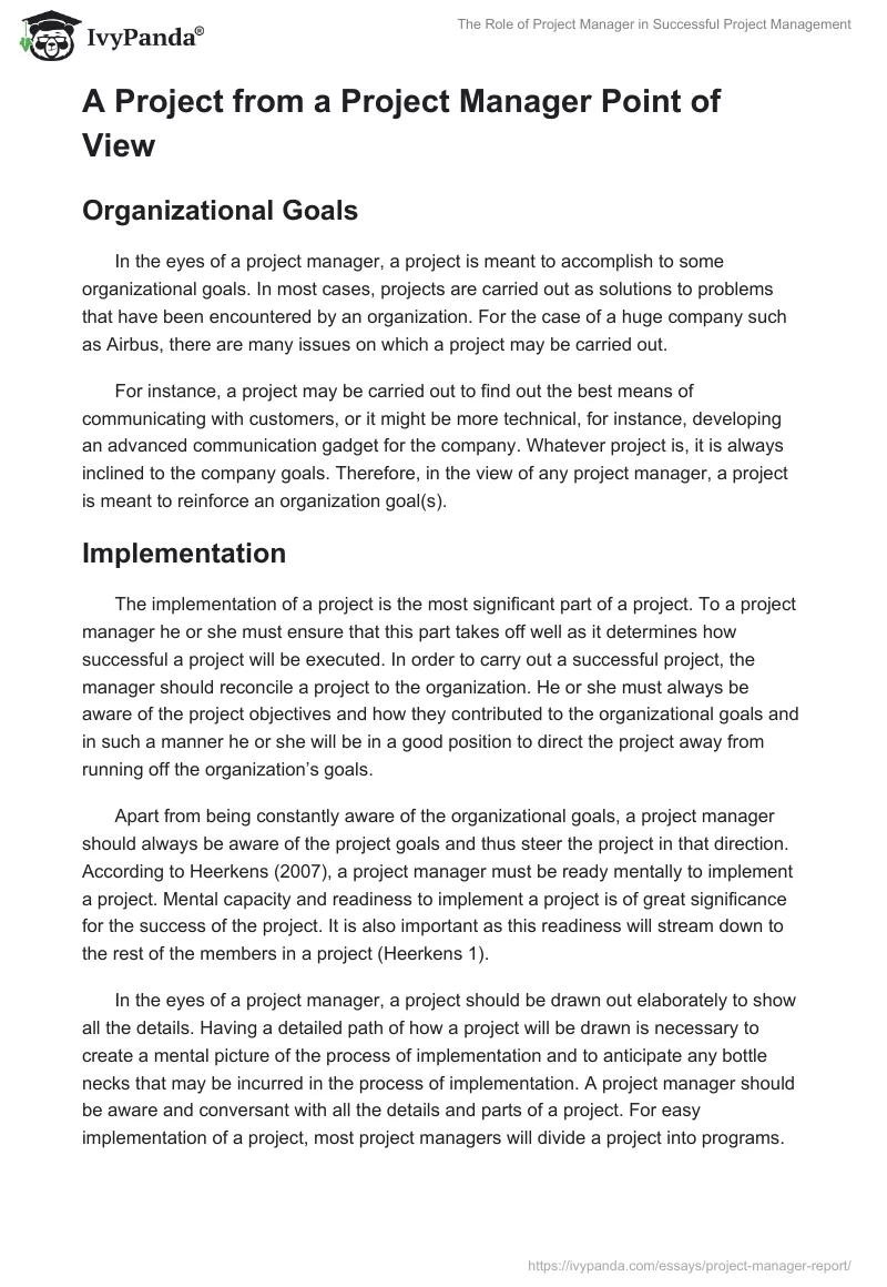 The Role of Project Manager in Successful Project Management. Page 2