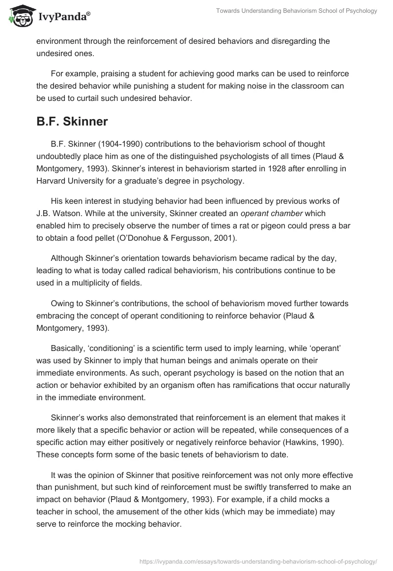 Towards Understanding Behaviorism School of Psychology. Page 5
