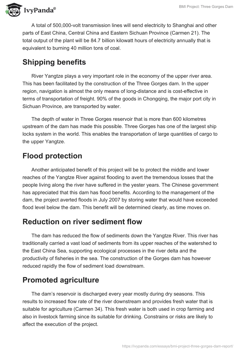 BMI Project: Three Gorges Dam. Page 2