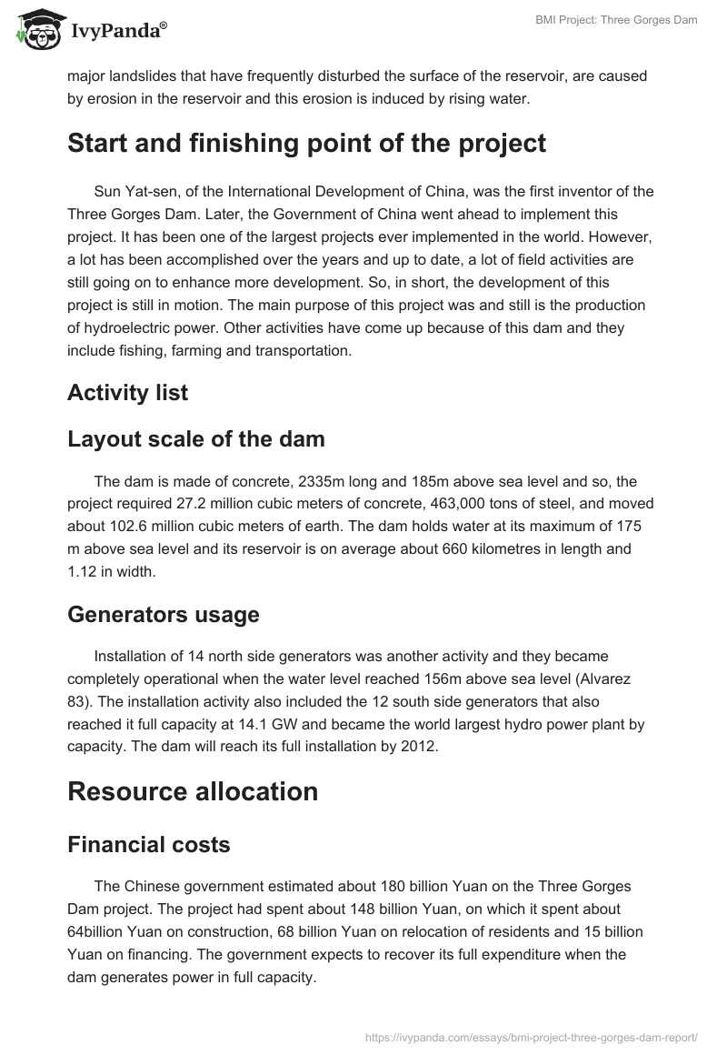 BMI Project: Three Gorges Dam. Page 4
