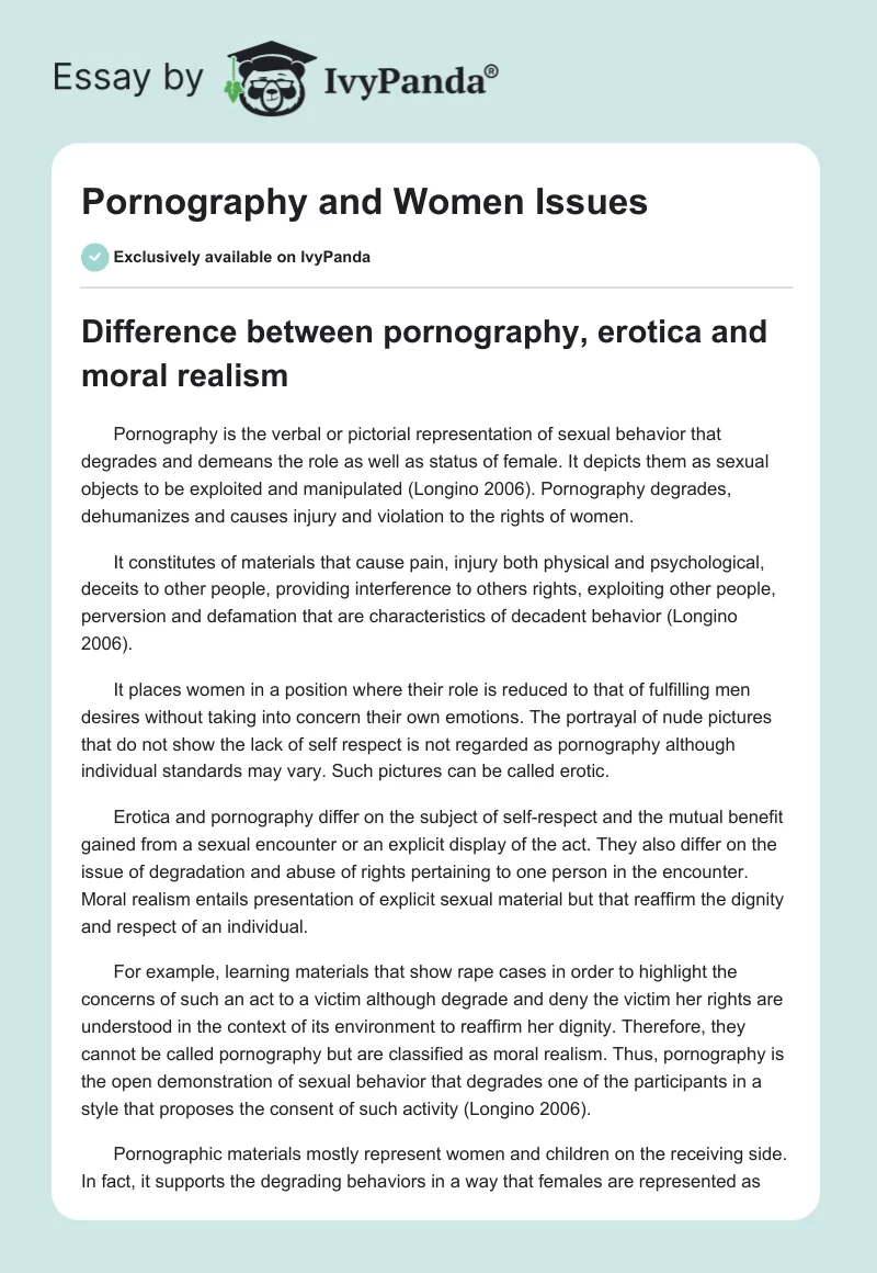 Pornography and Women Issues. Page 1