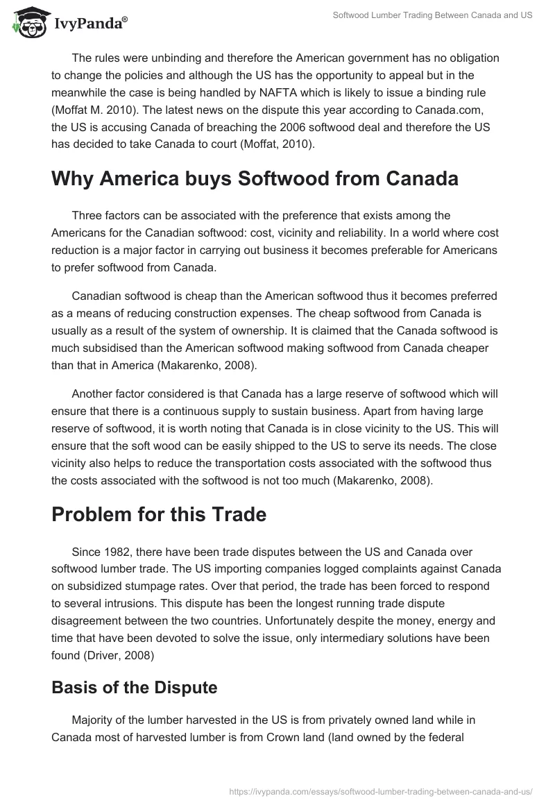 Softwood Lumber Trading Between Canada and US. Page 2