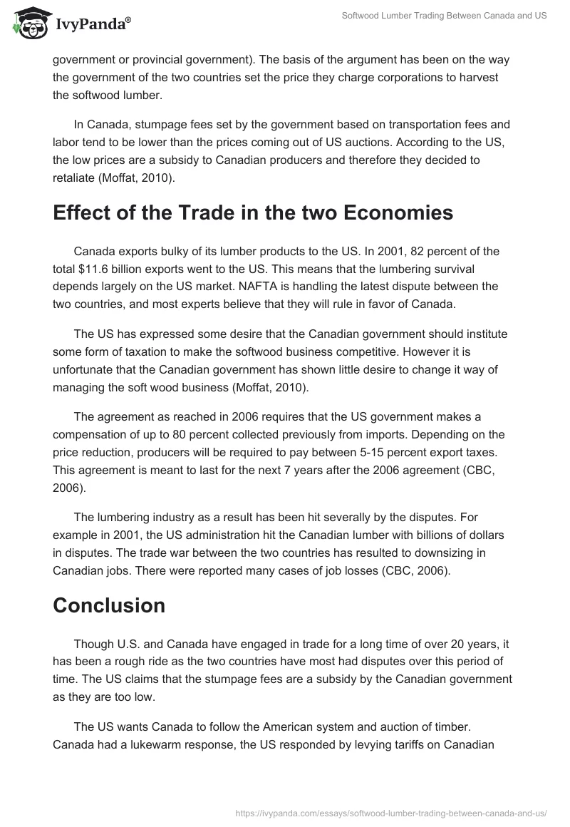 Softwood Lumber Trading Between Canada and US. Page 3