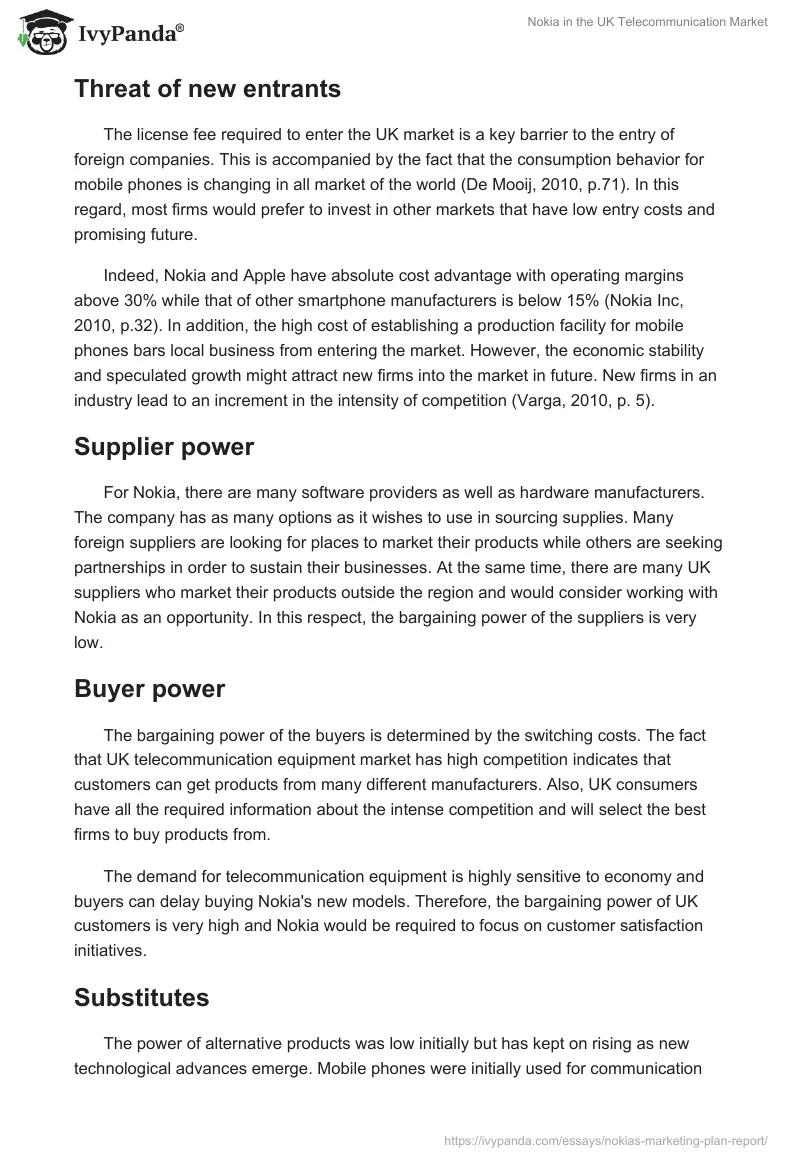 Nokia in the UK Telecommunication Market. Page 4