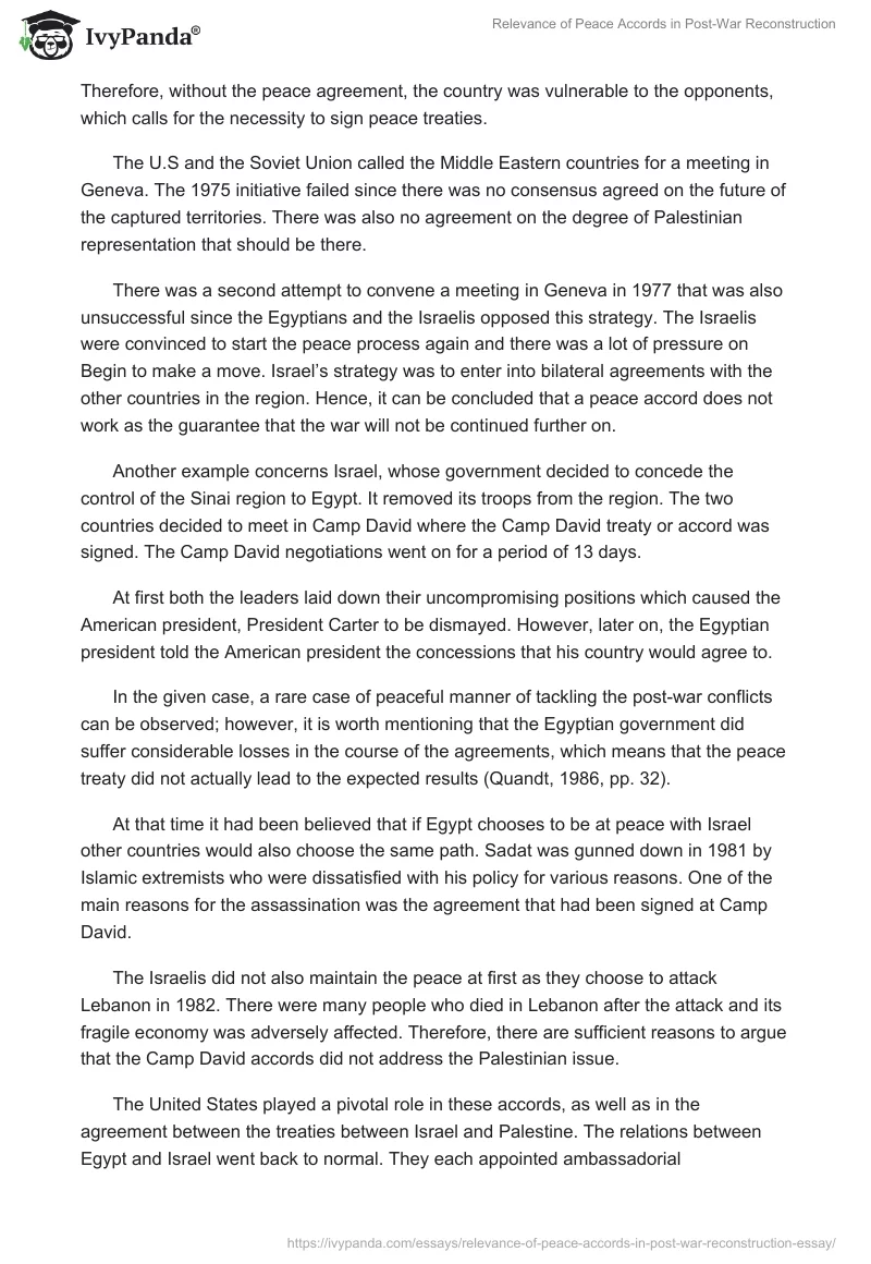 Relevance of Peace Accords in Post-War Reconstruction. Page 4