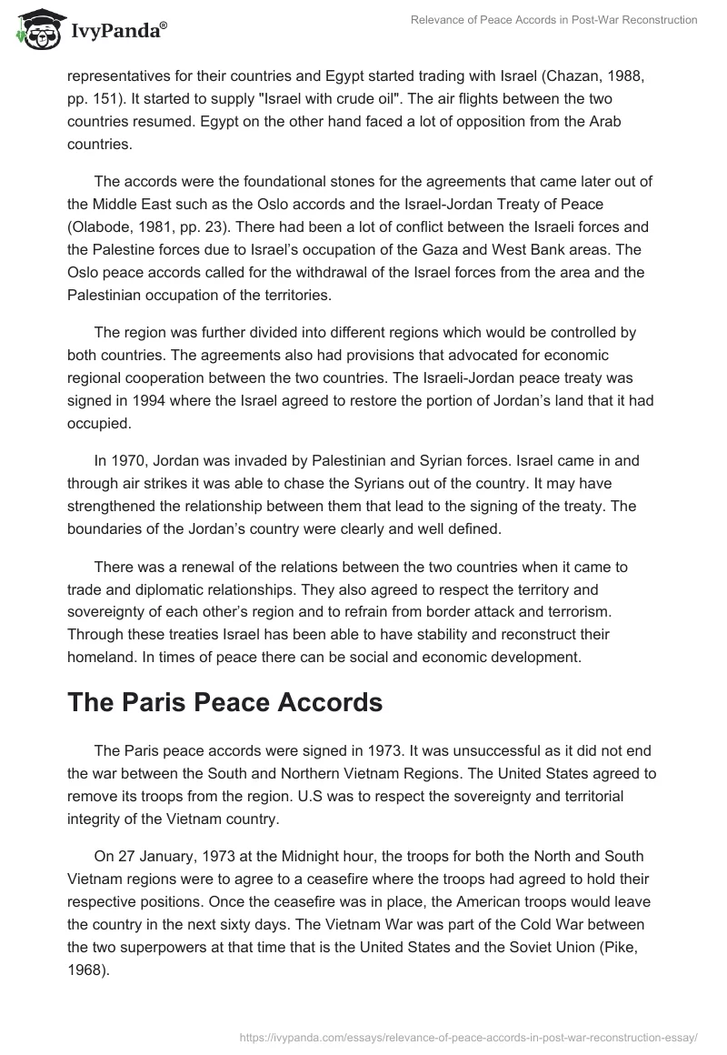 Relevance of Peace Accords in Post-War Reconstruction. Page 5