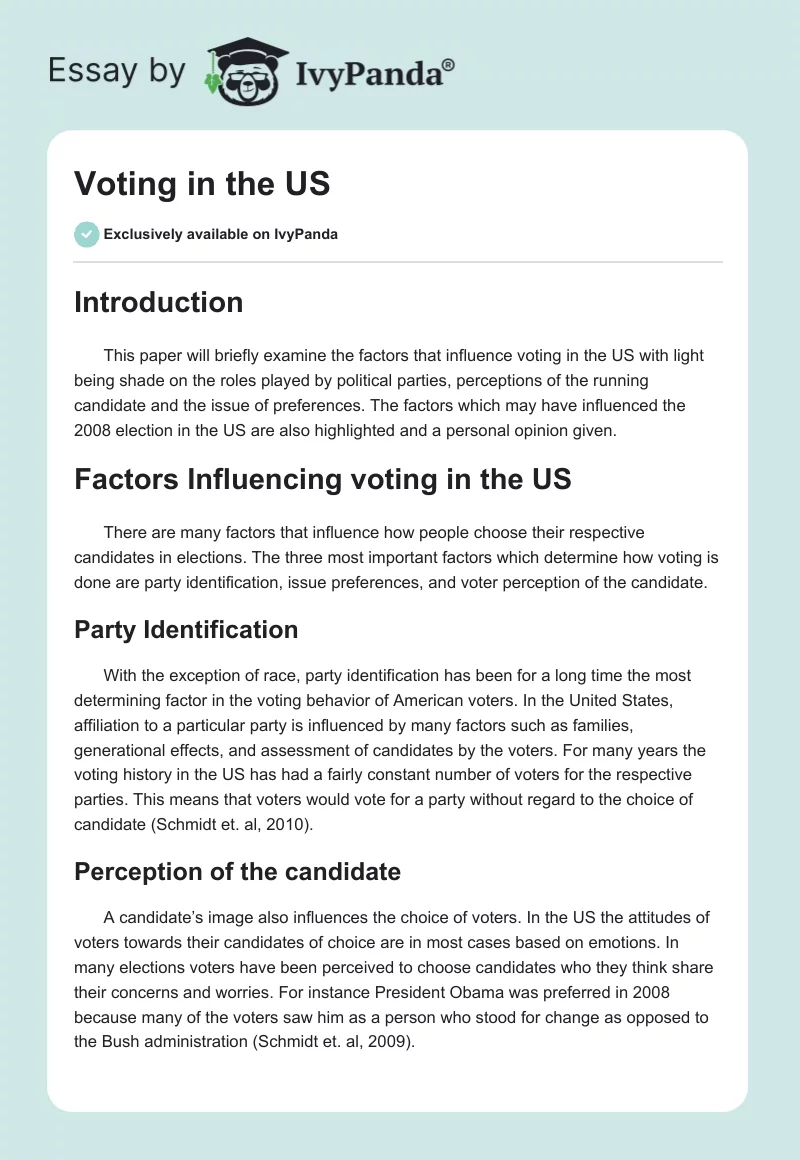 Voting in the US. Page 1