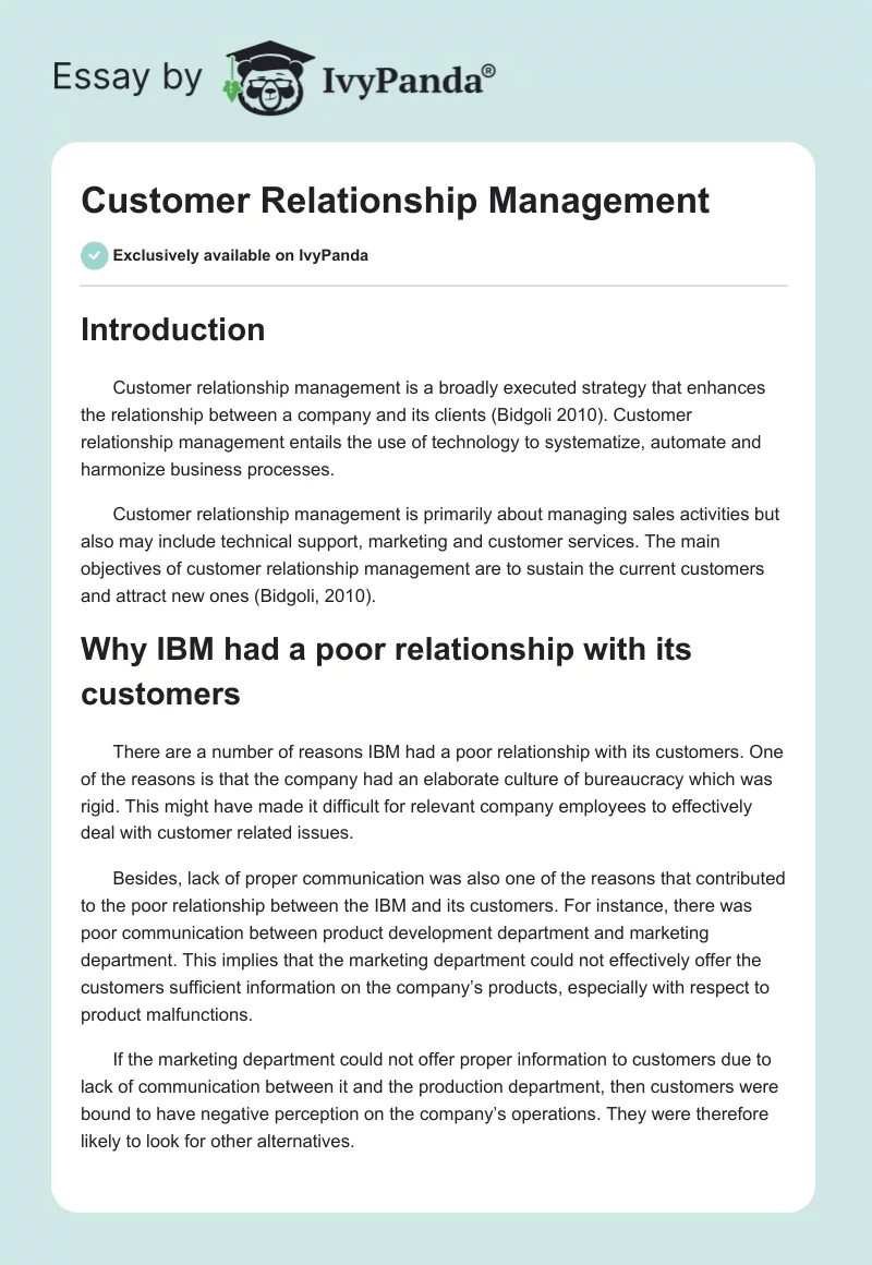 Customer Relationship Management. Page 1