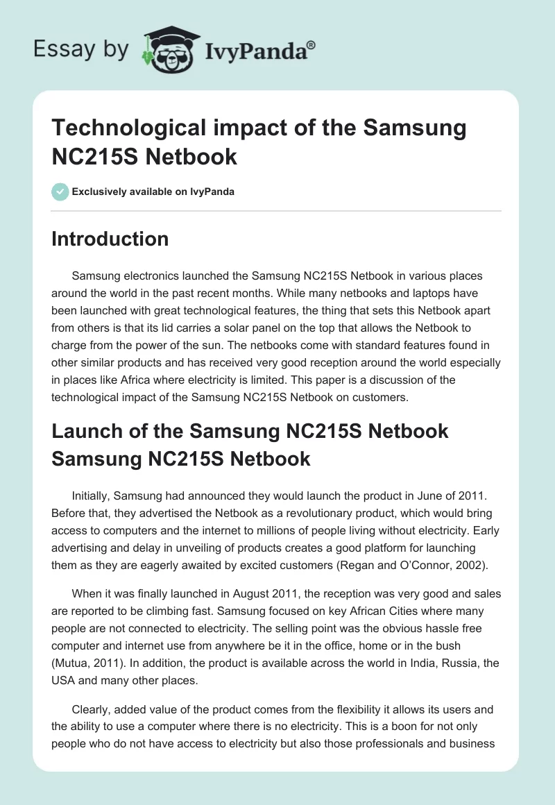Technological impact of the Samsung NC215S Netbook. Page 1