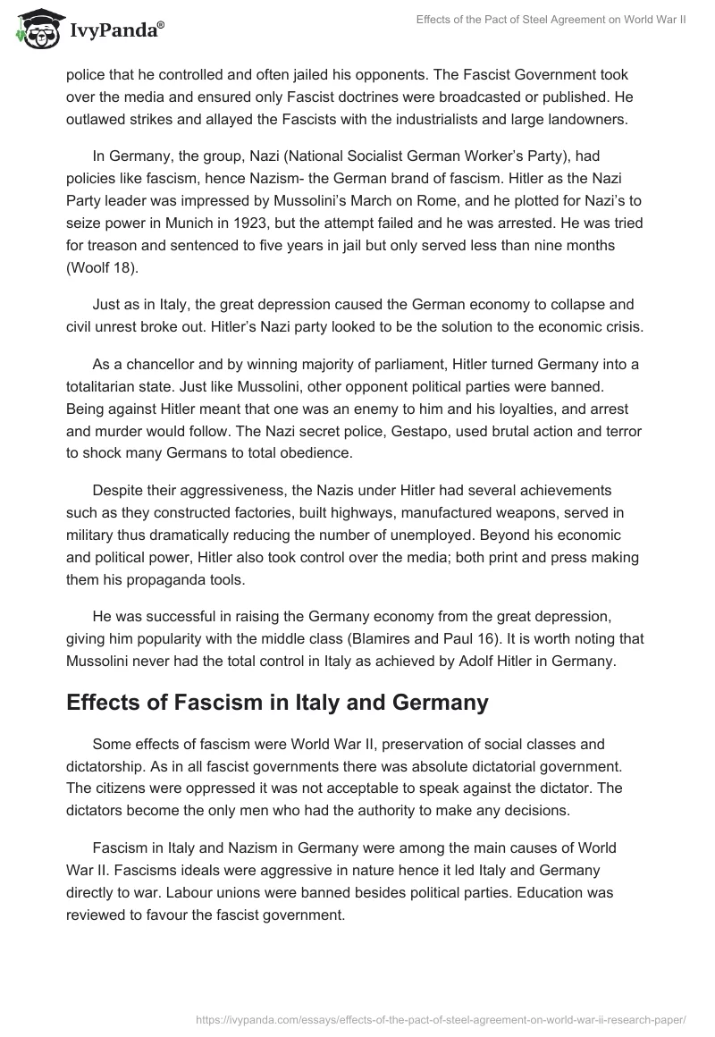 Effects of the Pact of Steel Agreement on World War II. Page 3