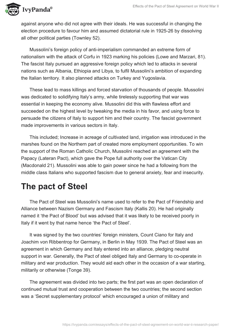 Effects of the Pact of Steel Agreement on World War II. Page 5