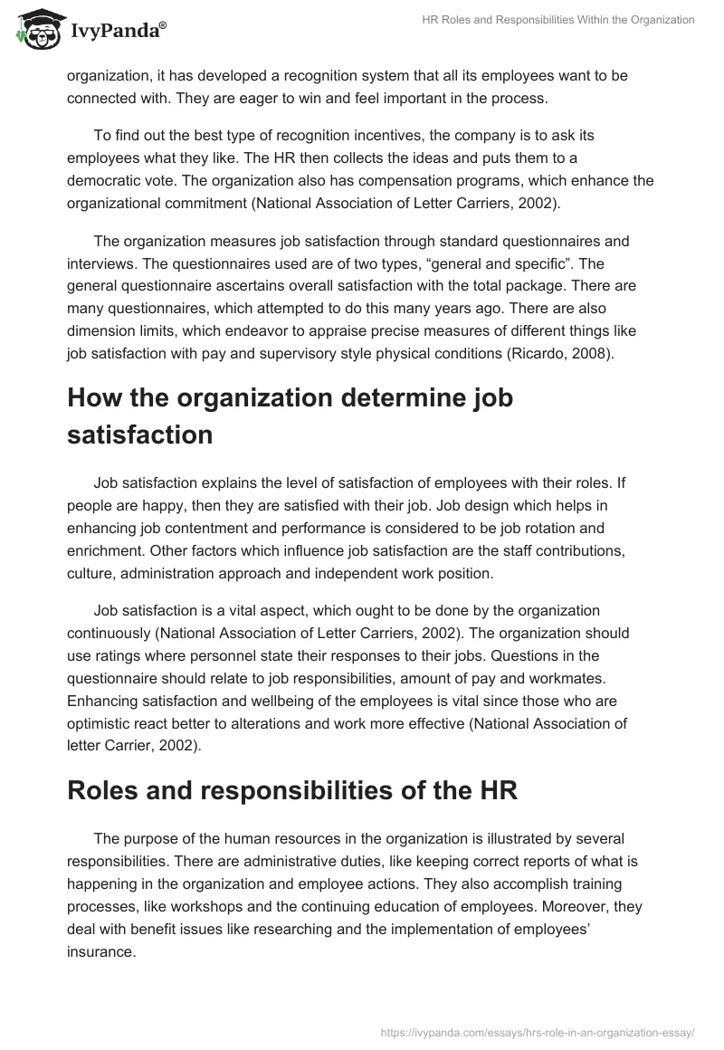 HR Roles and Responsibilities Within the Organization. Page 3