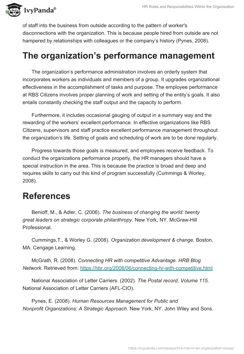 HR Roles and Responsibilities Within the Organization. Page 5