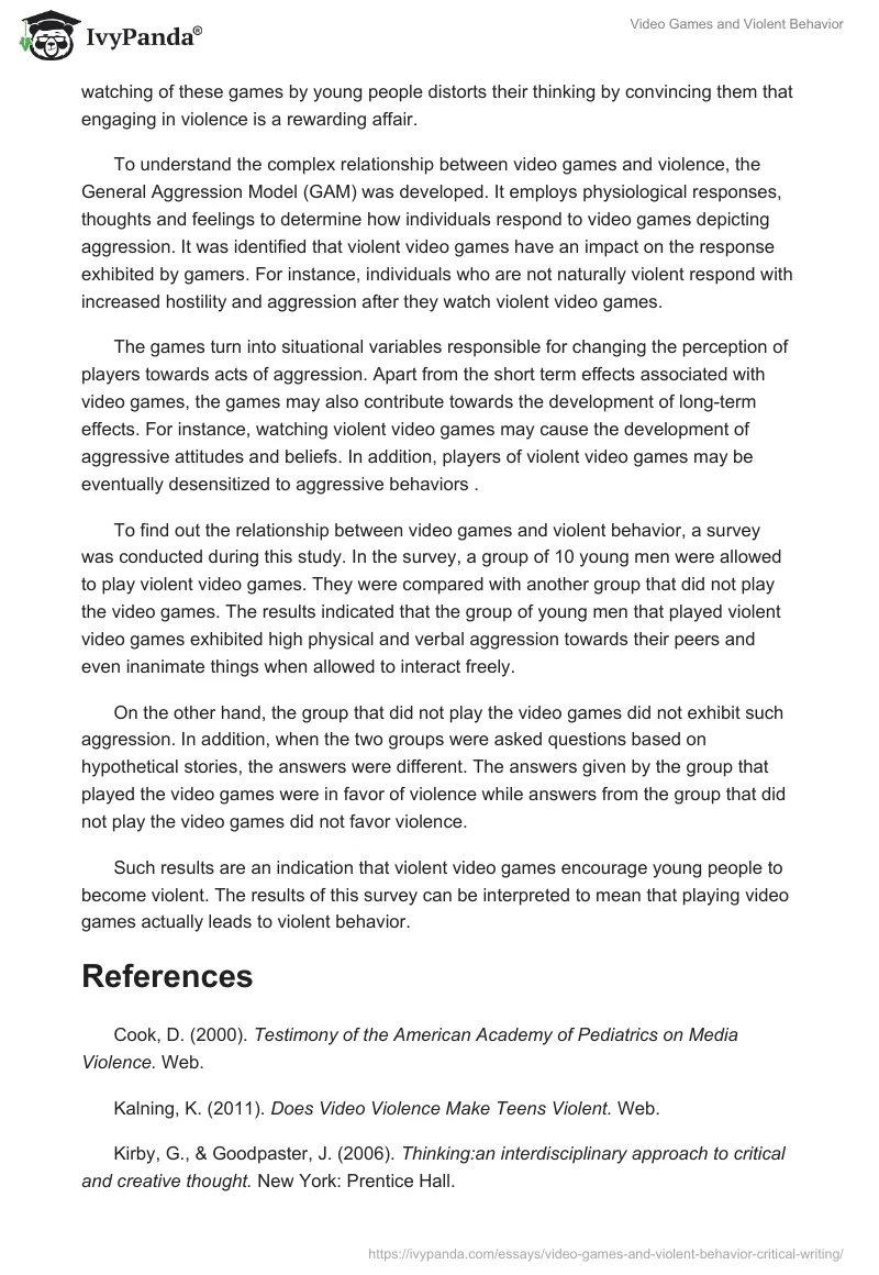 Video Games and Violent Behavior. Page 3