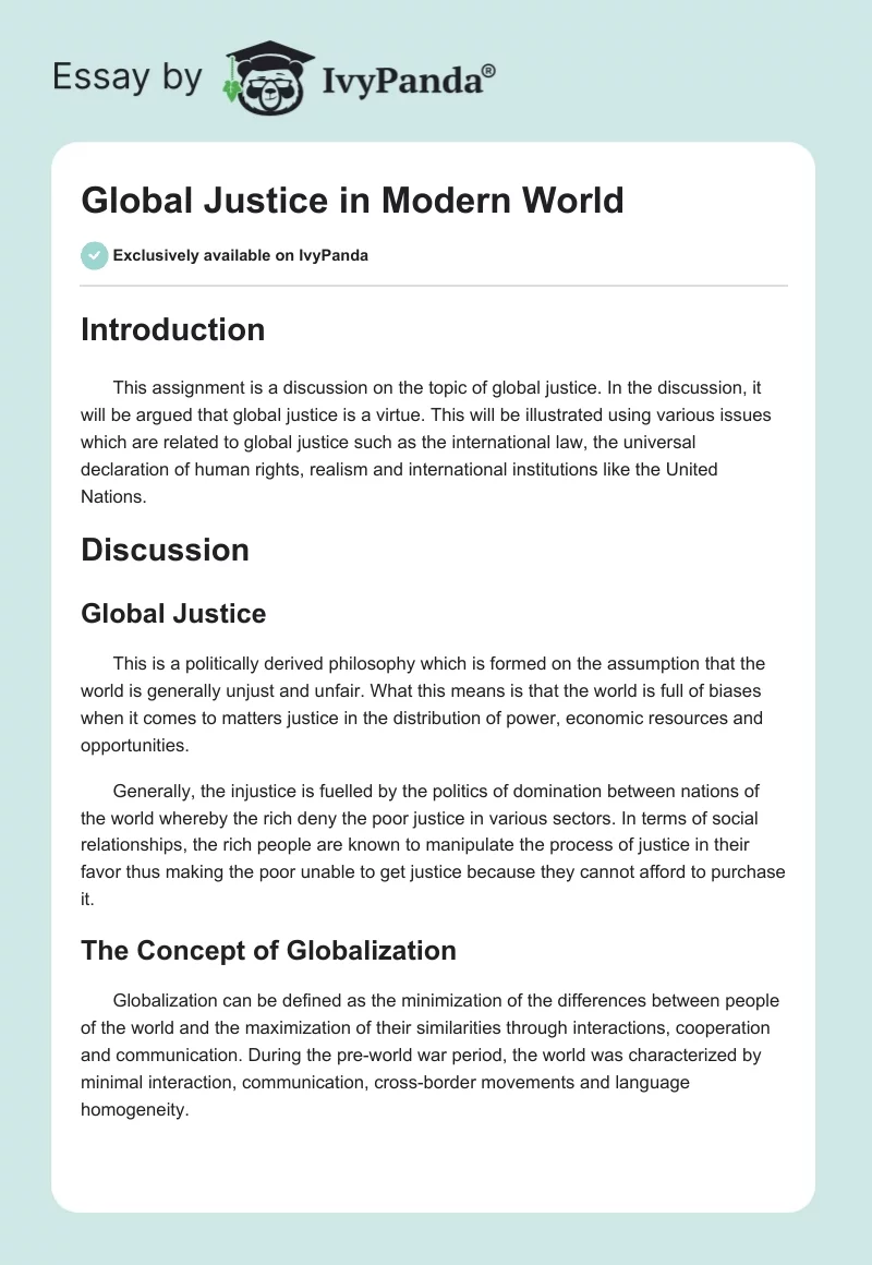 Global Justice in Modern World. Page 1