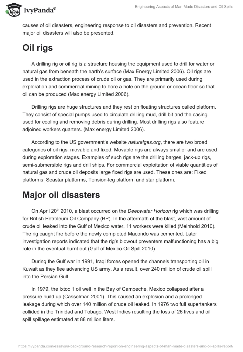 Engineering Aspects of Man-Made Disasters and Oil Spills. Page 2
