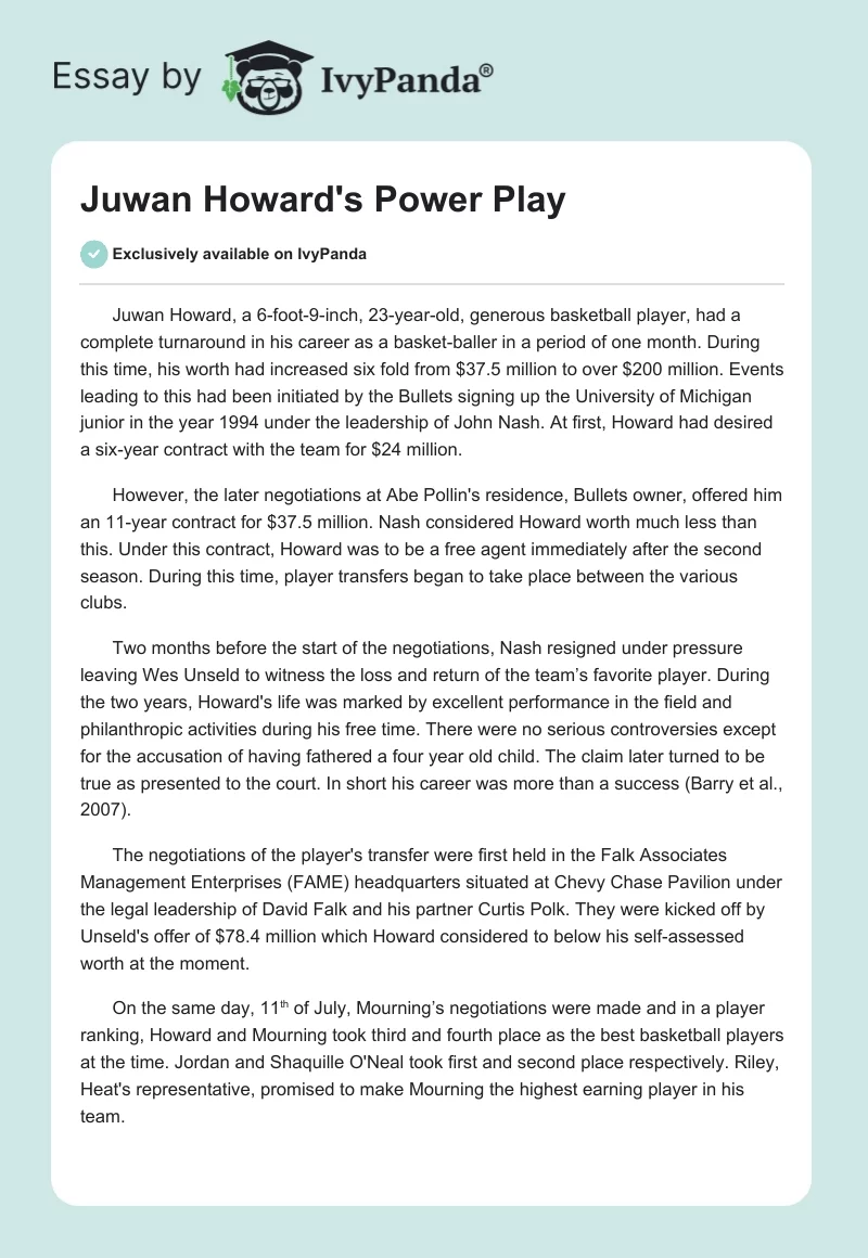 Juwan Howard's Power Play. Page 1