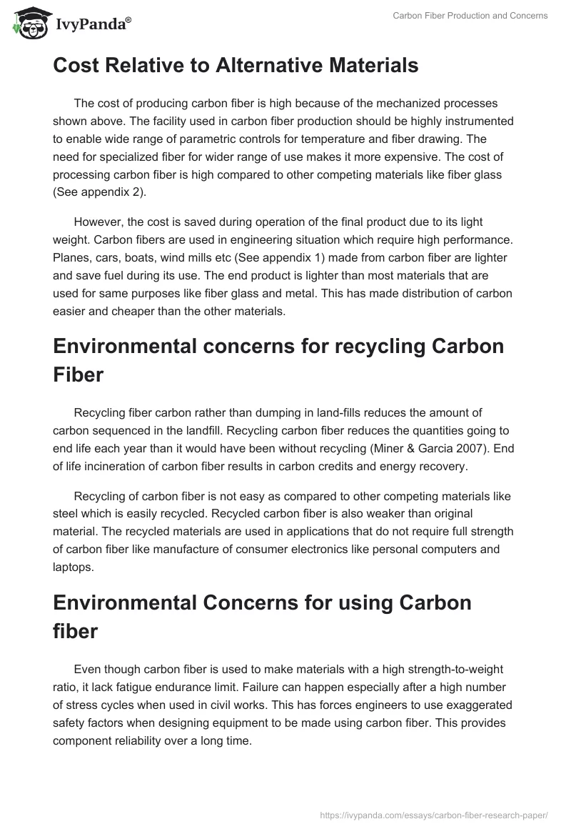 Carbon Fiber Production and Concerns. Page 3