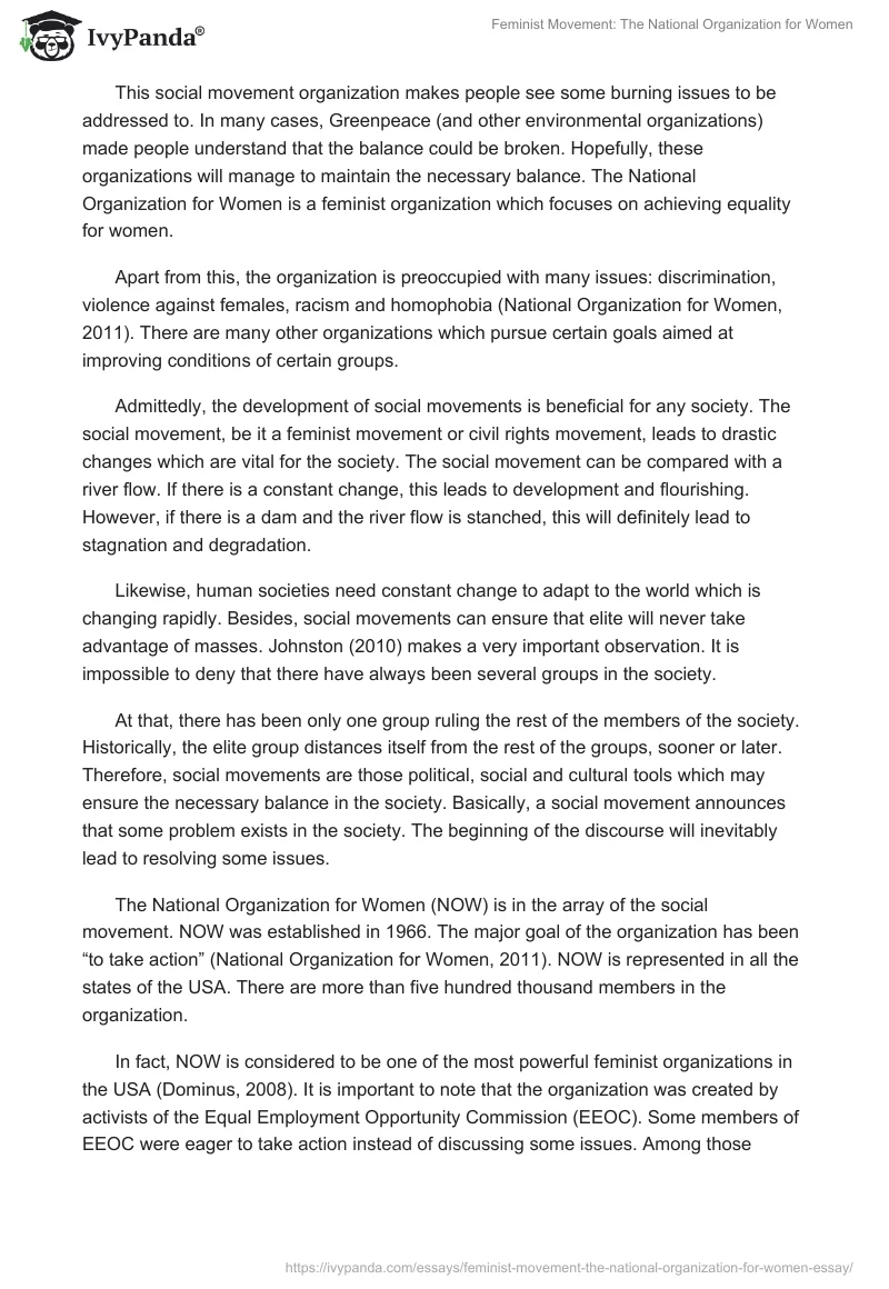 Feminist Movement: The National Organization for Women. Page 2