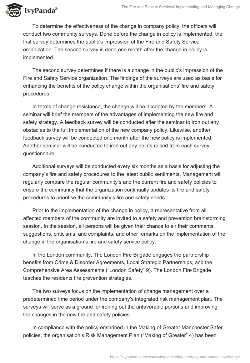 The Fire and Rescue Services’ Implementing and Managing Change. Page 3