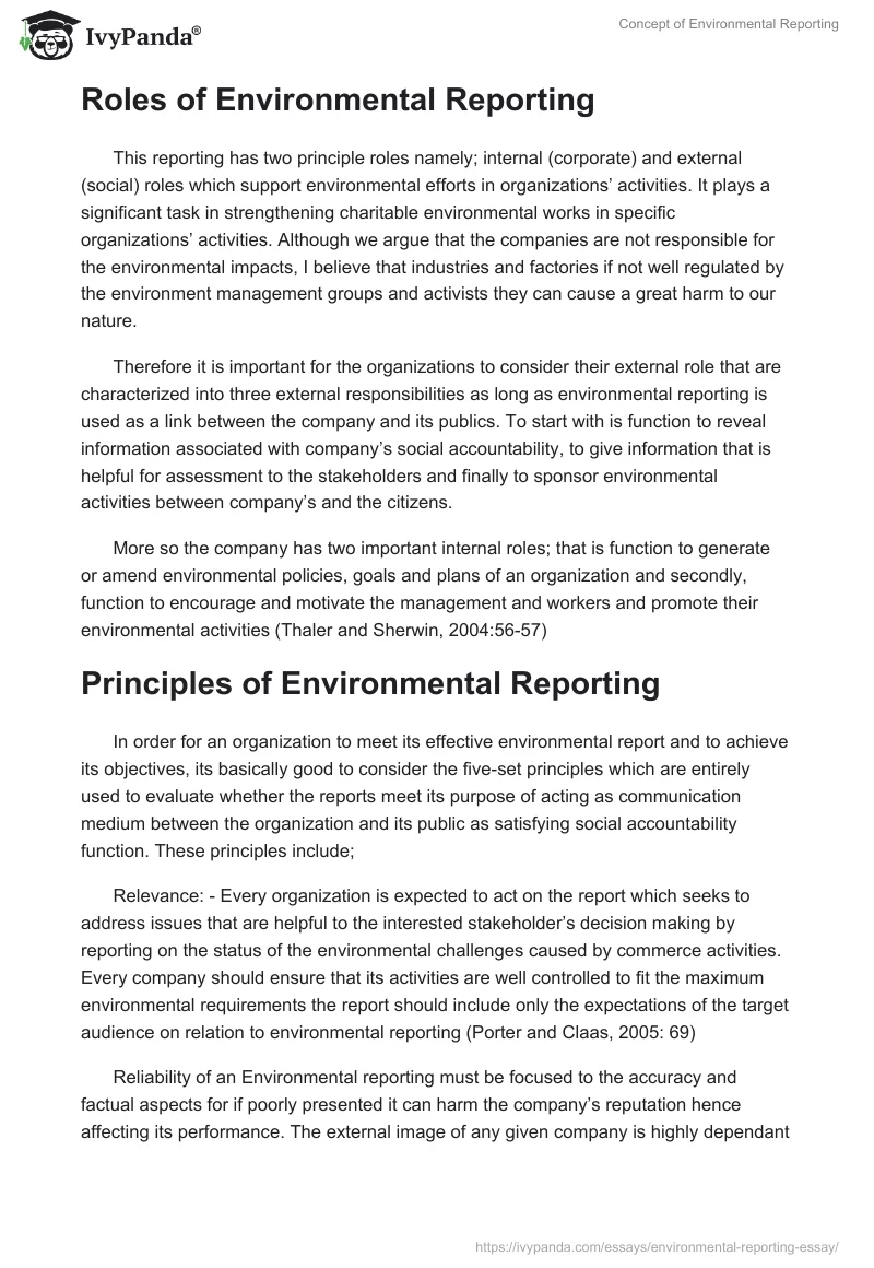Concept of Environmental Reporting. Page 2