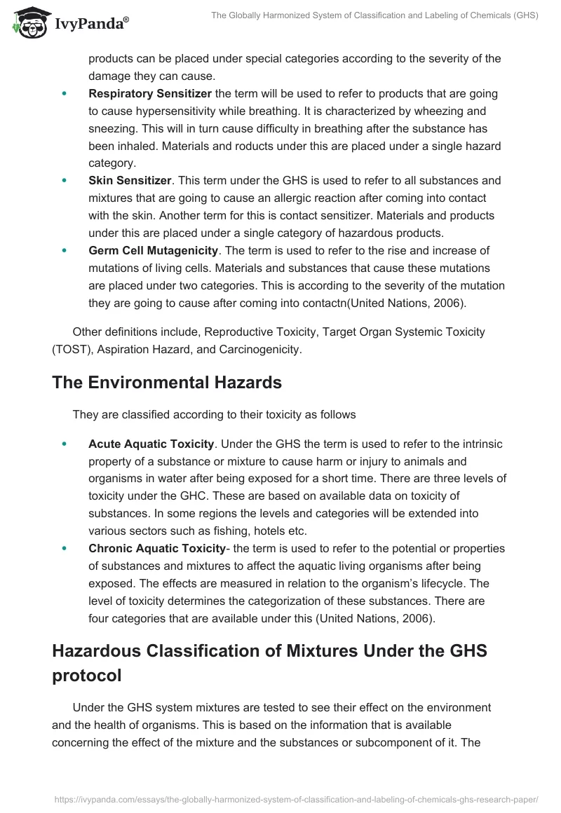 The Globally Harmonized System of Classification and Labeling of Chemicals (GHS). Page 5