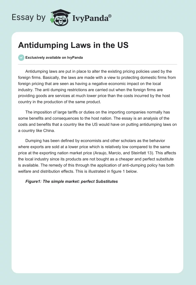 Antidumping Laws in the US. Page 1